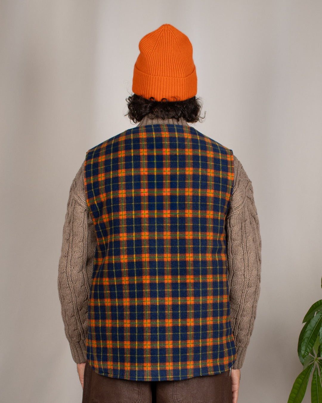 Reversible Nylon Check Vest Green