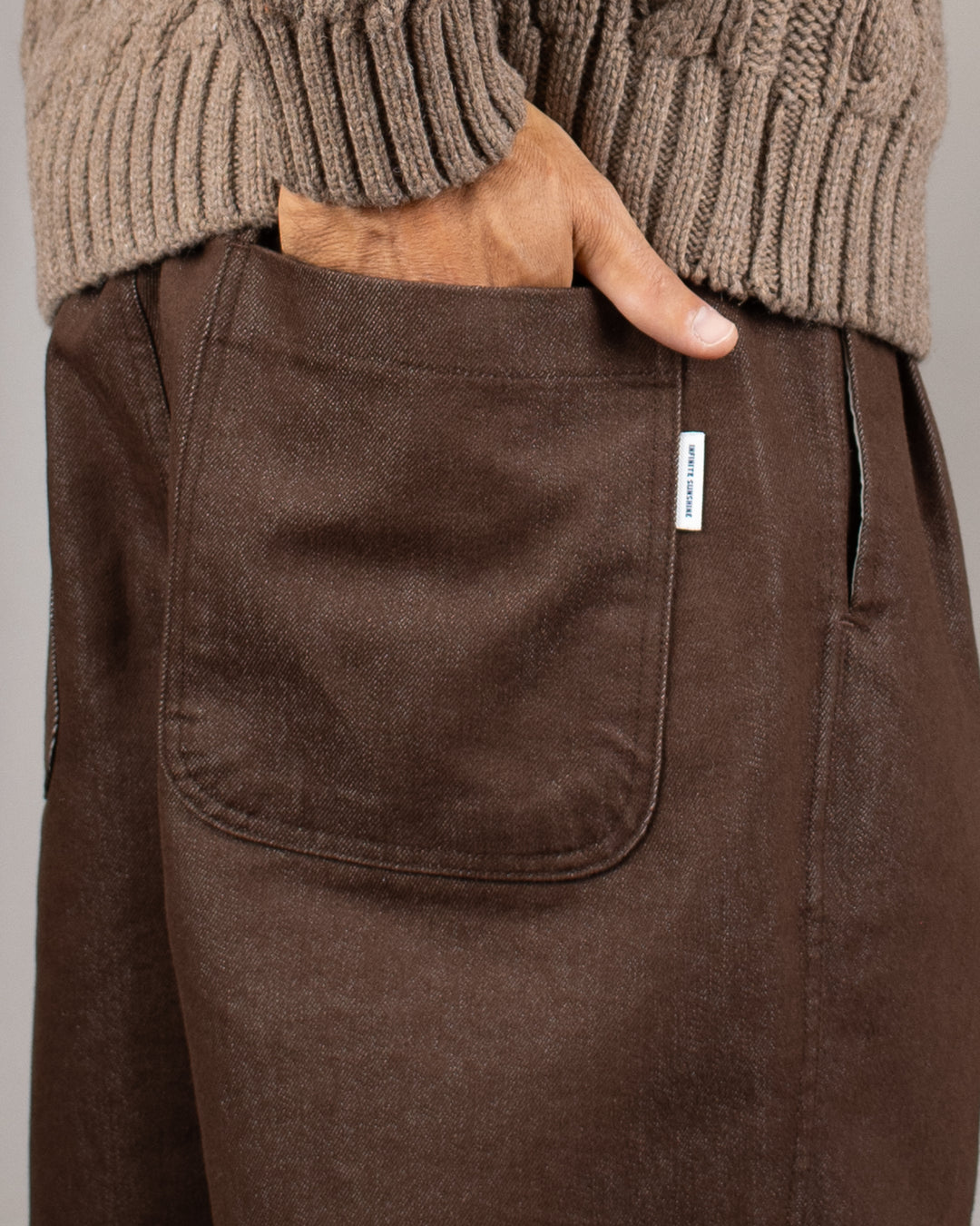 Two Tuck Wide Denim Pants Brown