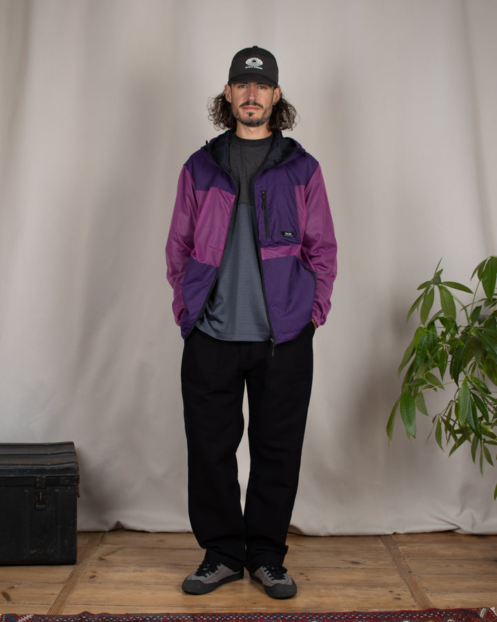 Down Mountain Reversible W-Zip Hood Jacket D.Purple/Black