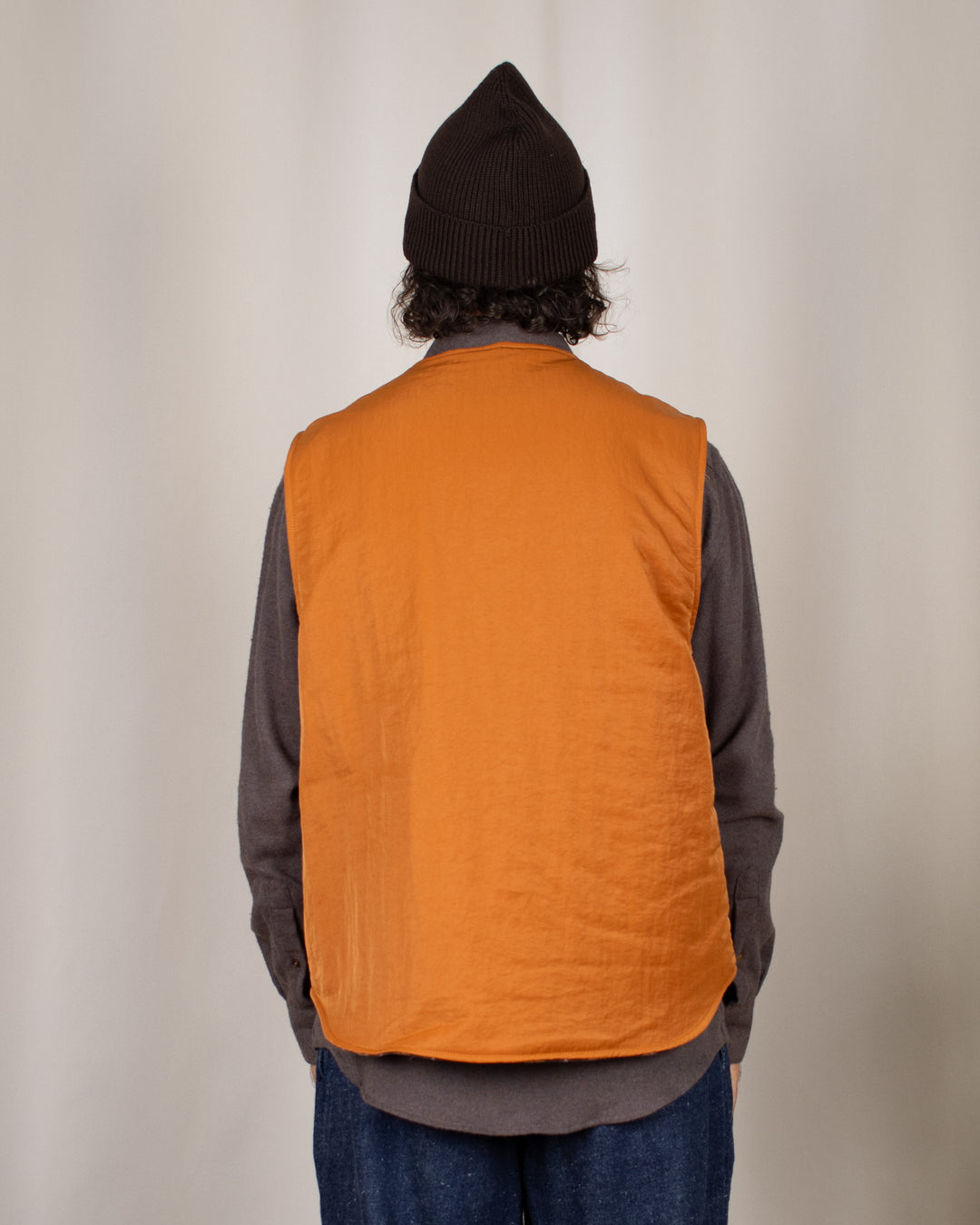 Reversible Nylon Check Vest Orange