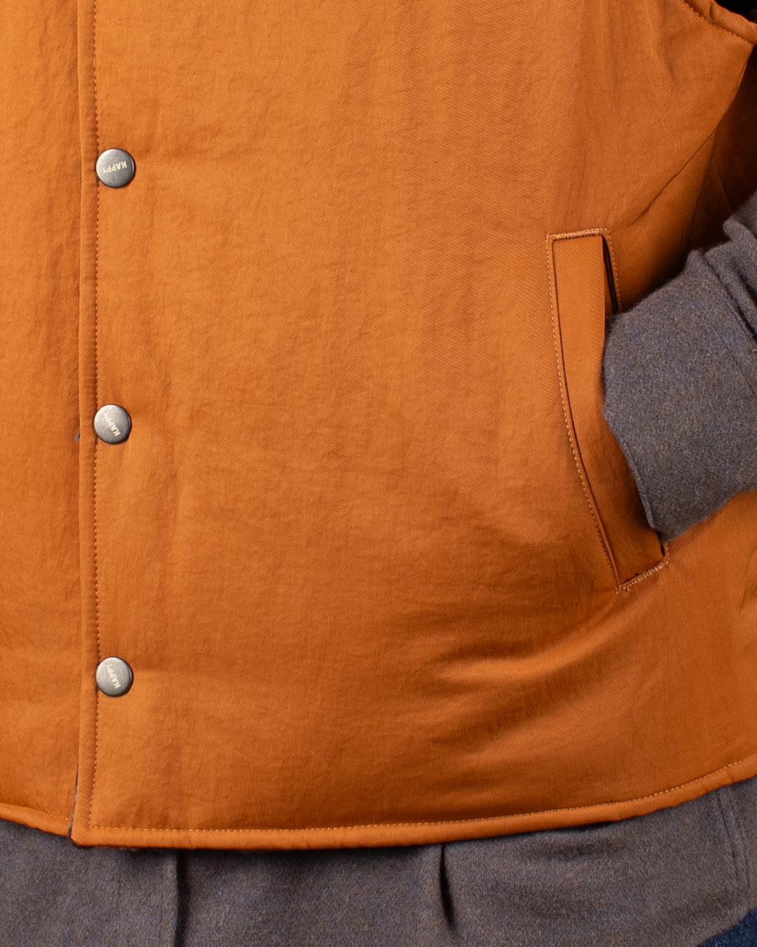 Reversible Nylon Check Vest Orange