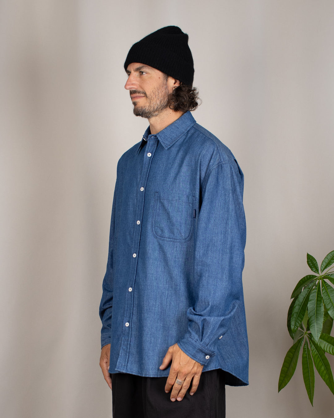 Relaxed Chambray Shirt Blue
