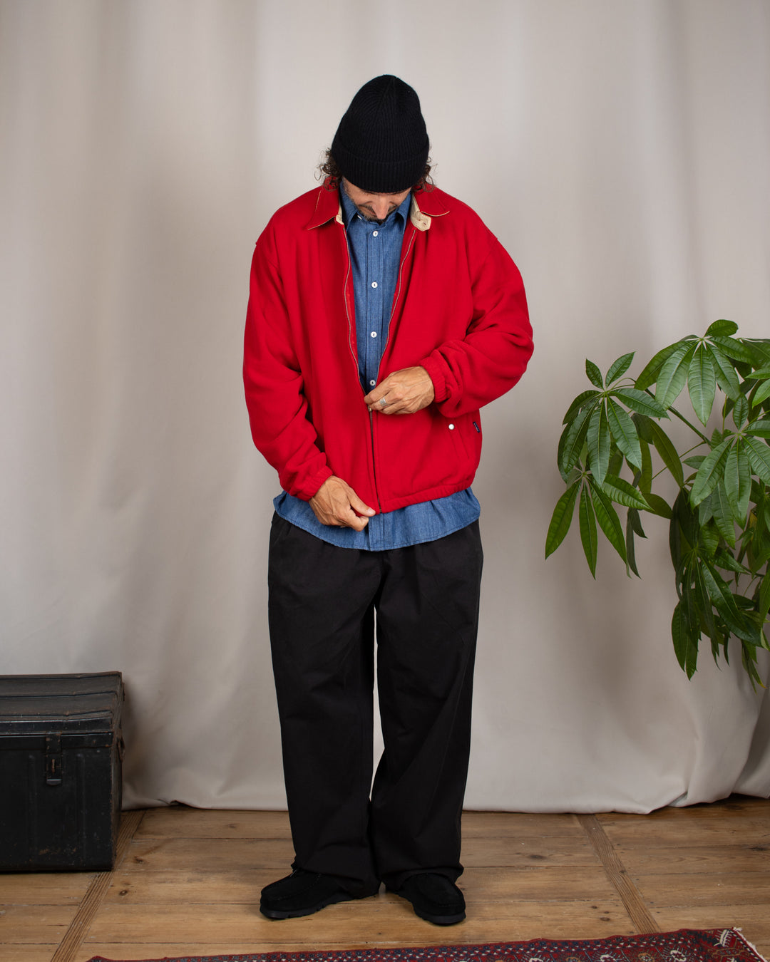 Fleece Bomber Jacket Red