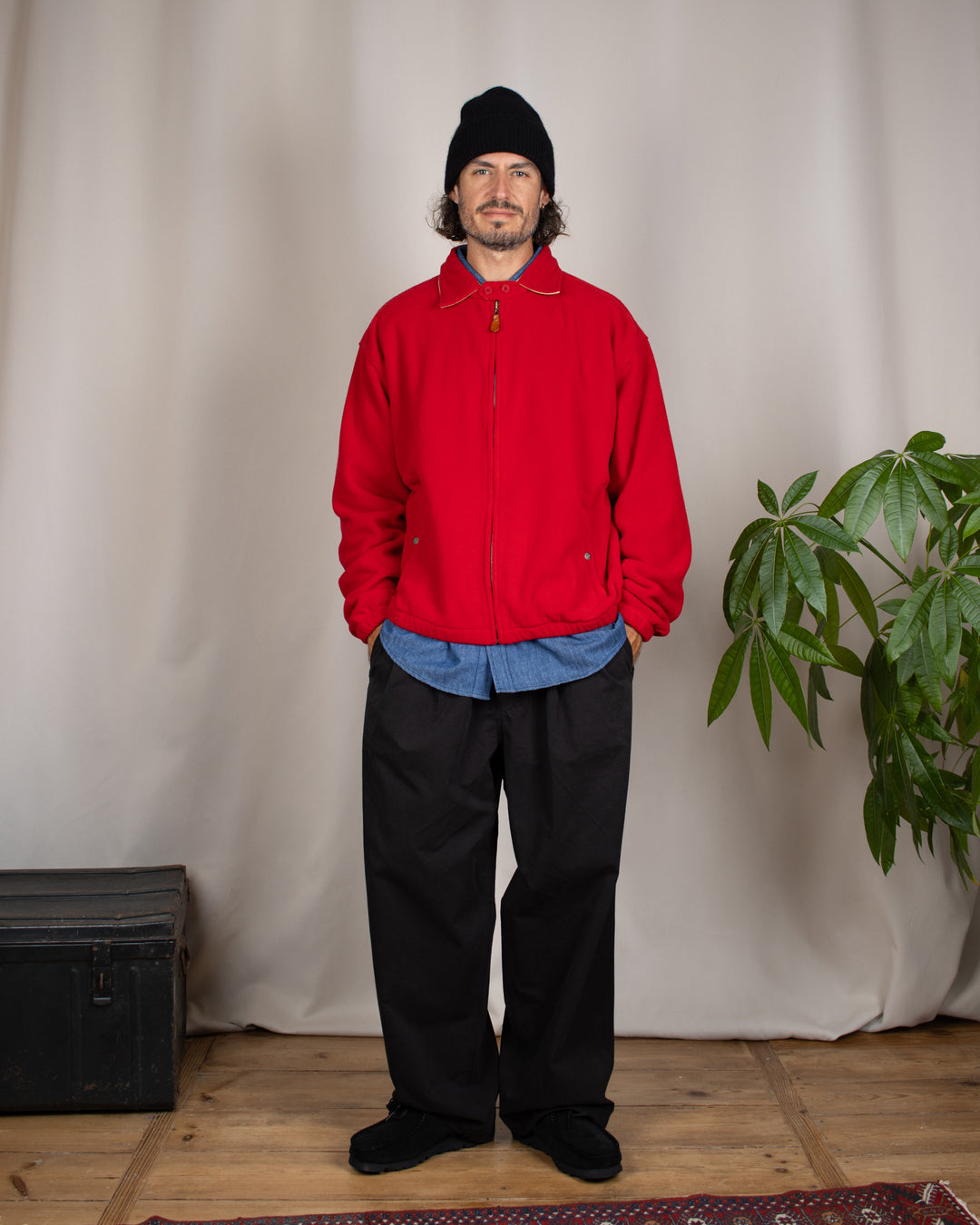 Fleece Bomber Jacket Red