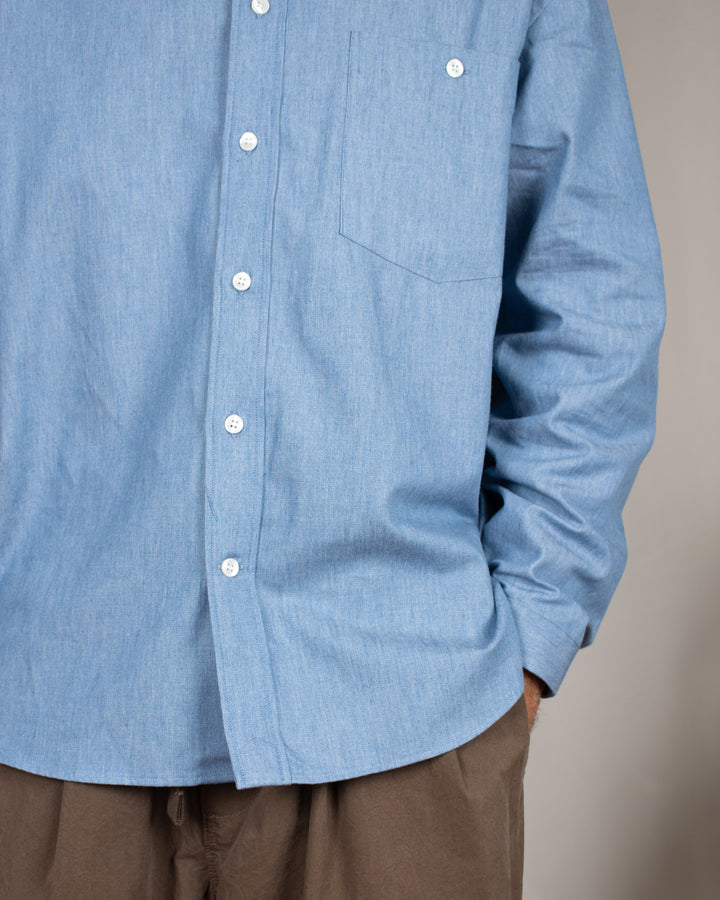 Long Sleeve Baggy Shirt Cotton Light Indigo