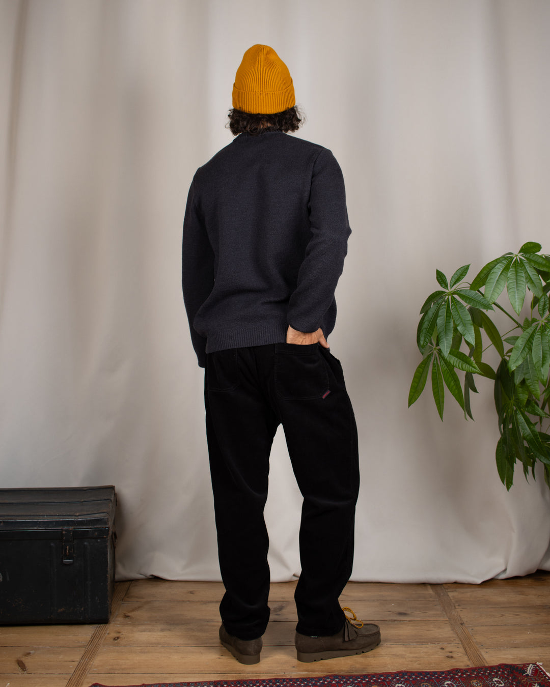 Corduroy Loose Tapered Ridge Pant Black