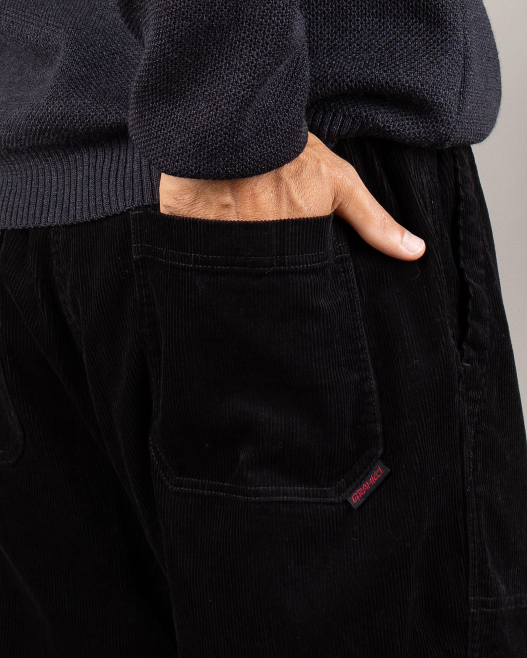 Corduroy Loose Tapered Ridge Pant Black