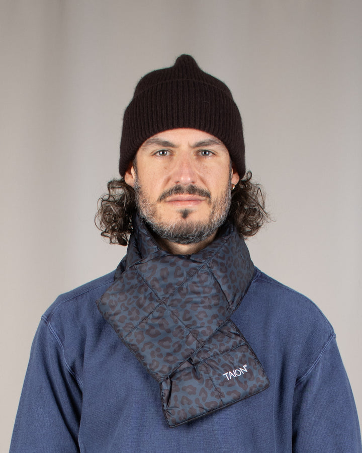 Basic Down Scarf Black Leopard