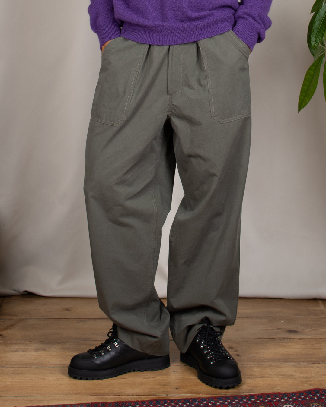 One Tuck Wide Fatigue Pants Khaki