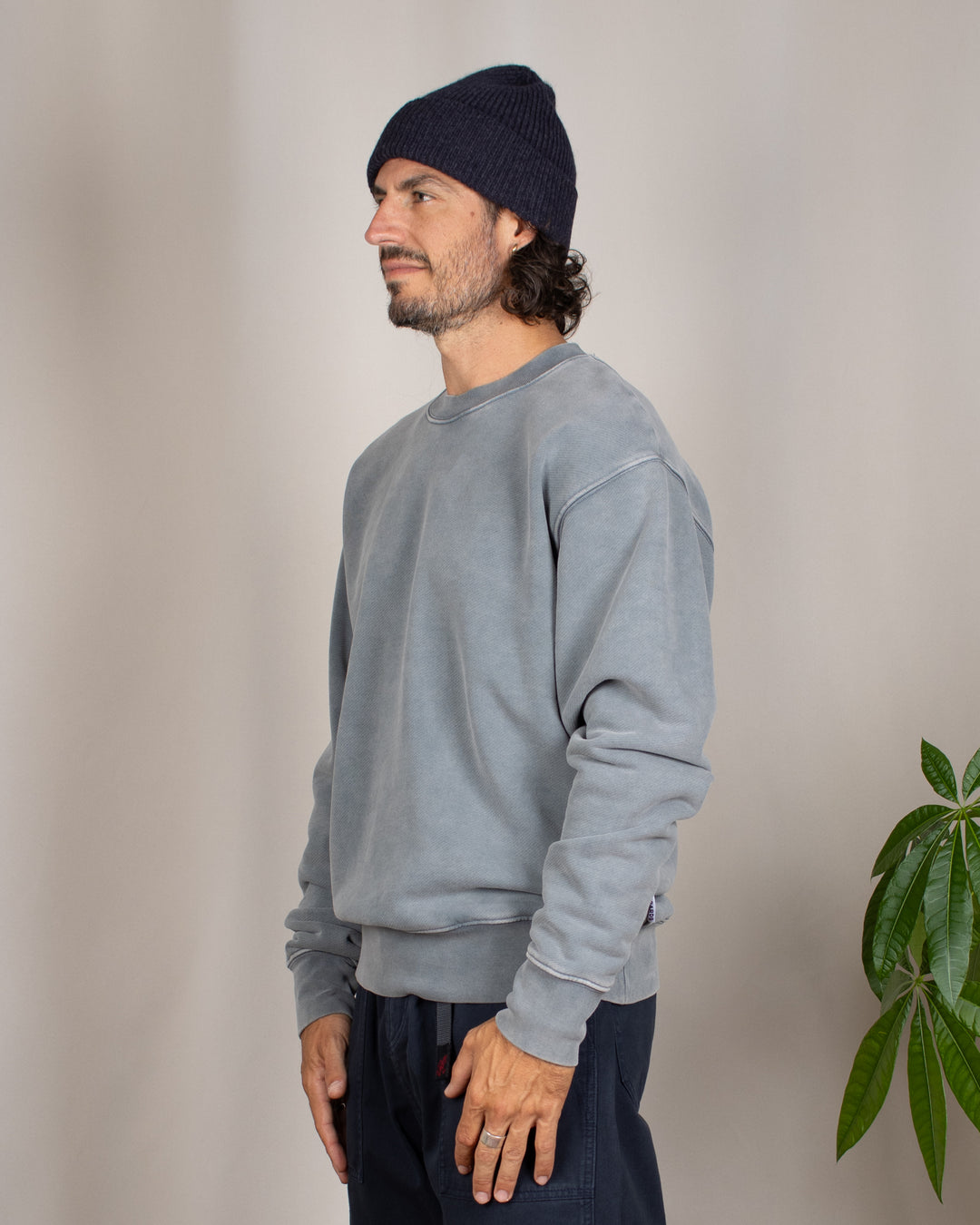 Relaxed Loopback Crewneck Grey Washed
