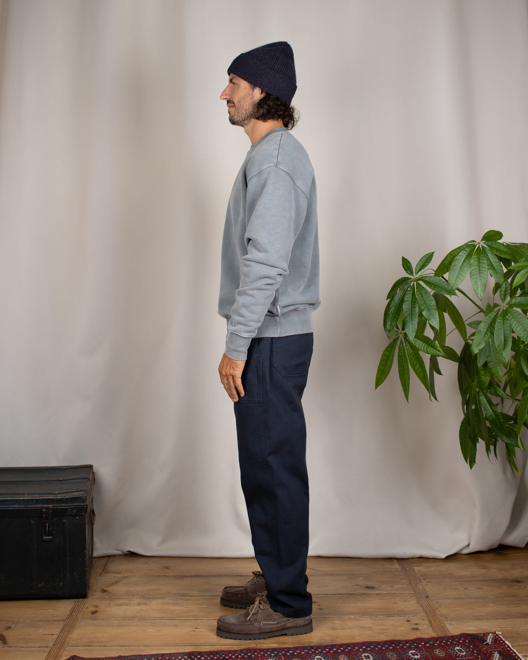 Relaxed Loopback Crewneck Grey Washed