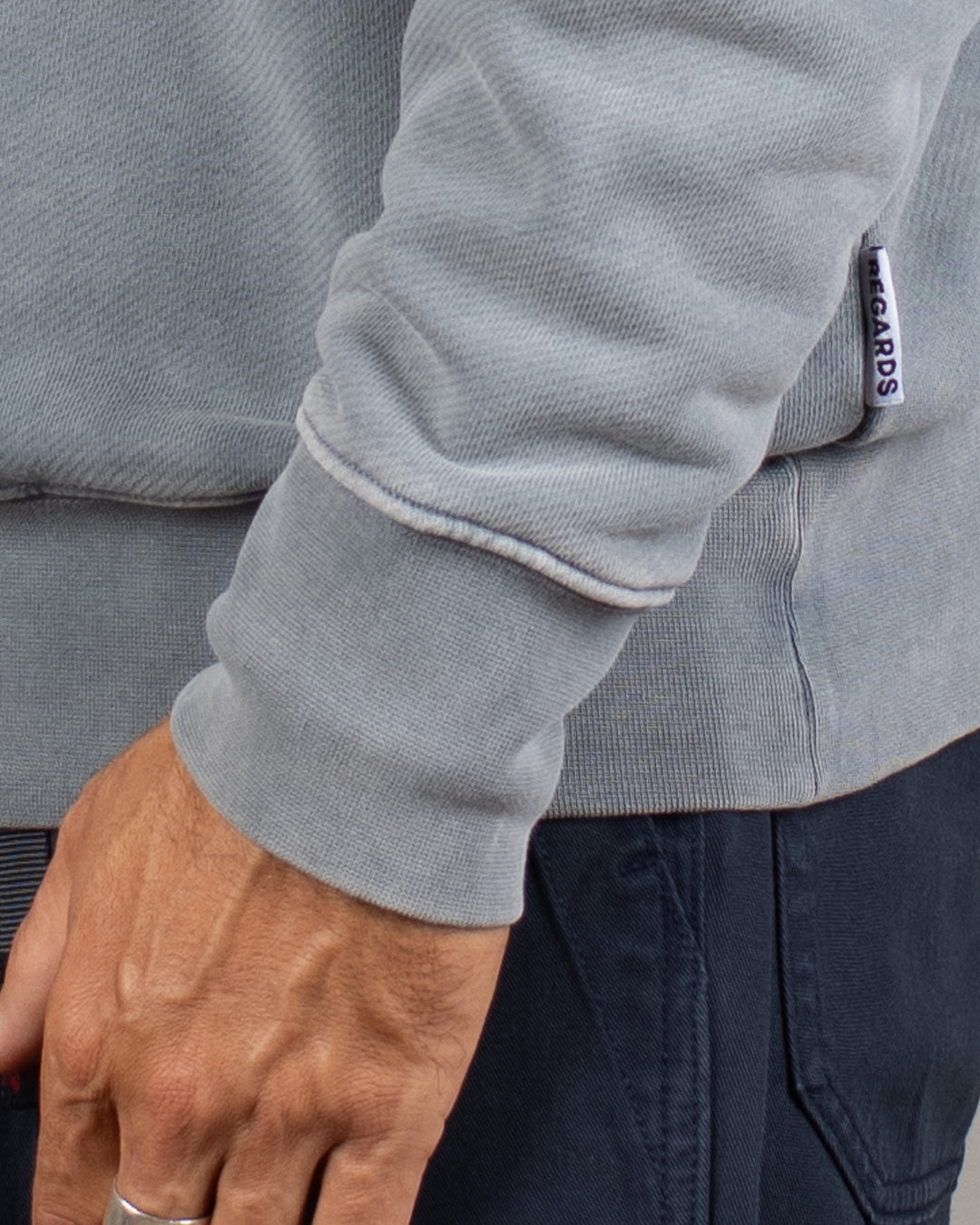 Relaxed Loopback Crewneck Grey Washed