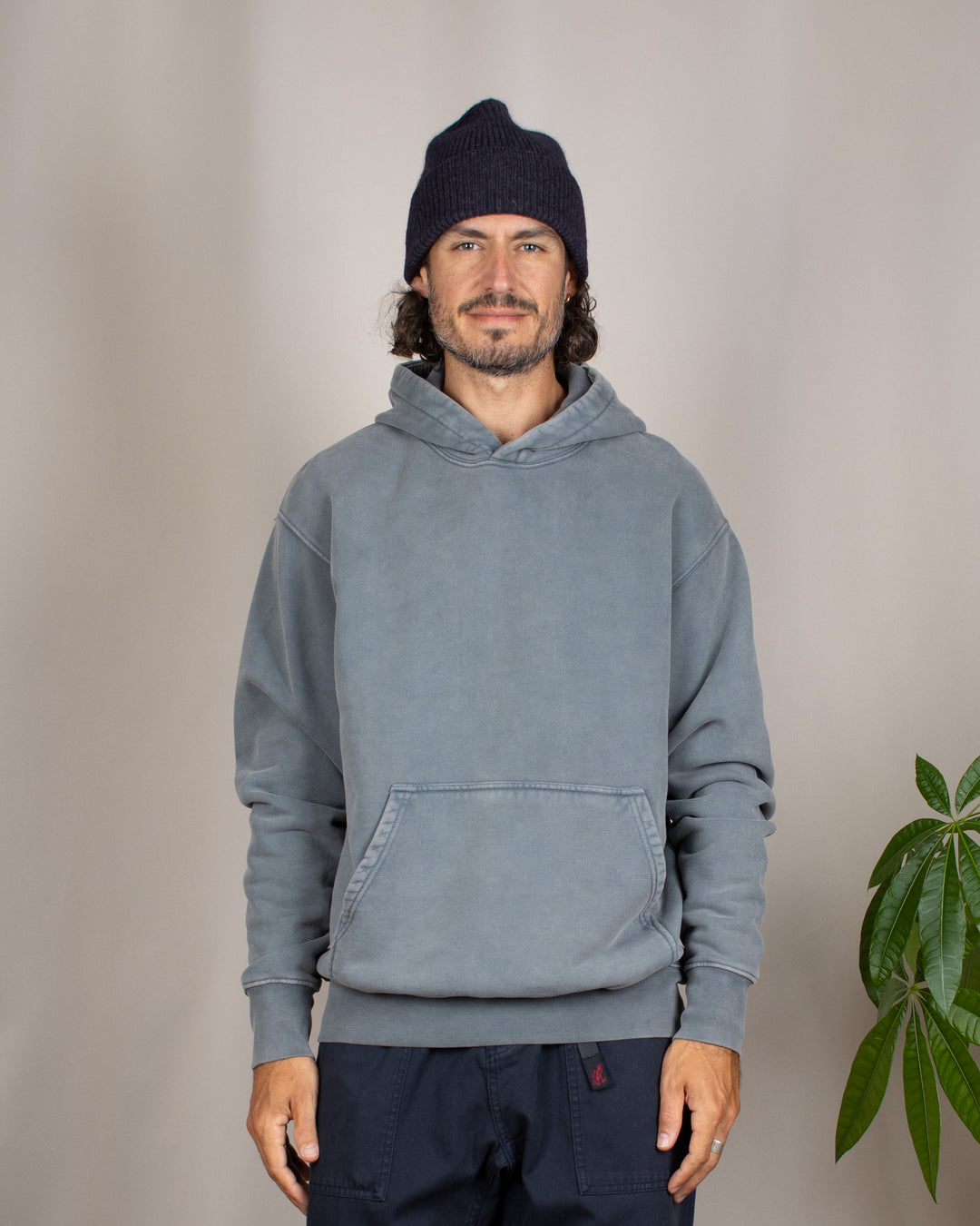 Relaxed Loopback Hoodie Blank Grey Washed
