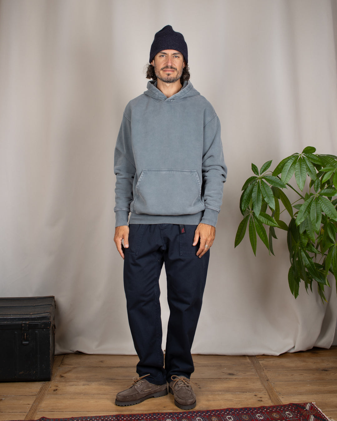 Relaxed Loopback Hoodie Blank Grey Washed