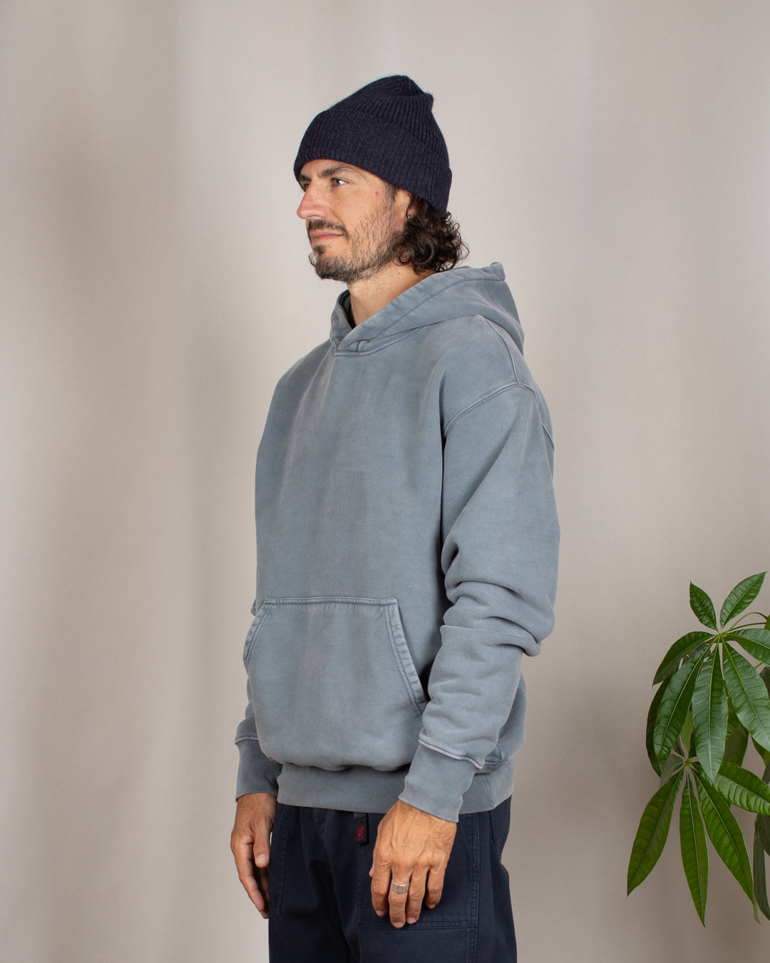 Relaxed Loopback Hoodie Blank Grey Washed