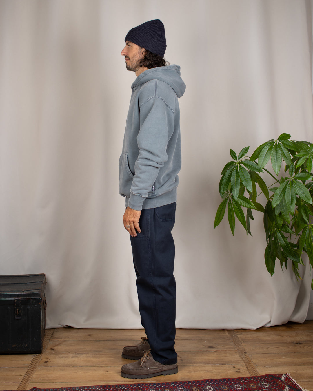 Relaxed Loopback Hoodie Blank Grey Washed