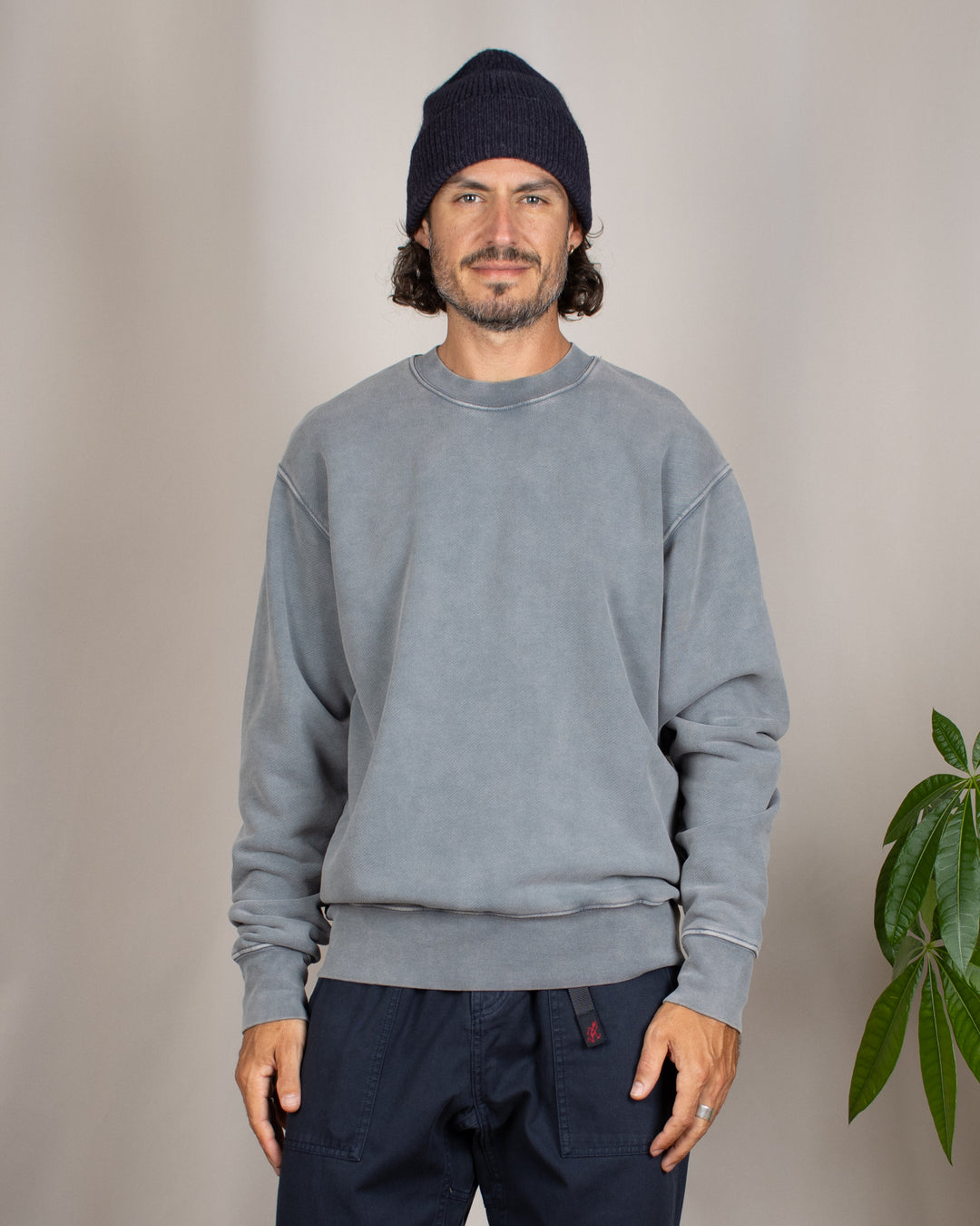 Relaxed Loopback Crewneck Grey Washed
