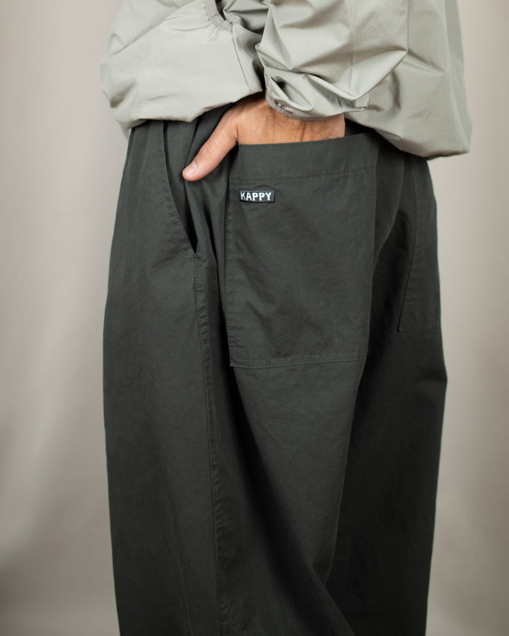 Pintuck Wide Chino Pants Dark Green