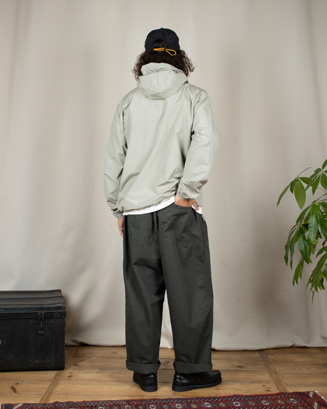 Pintuck Wide Chino Pants Dark Green