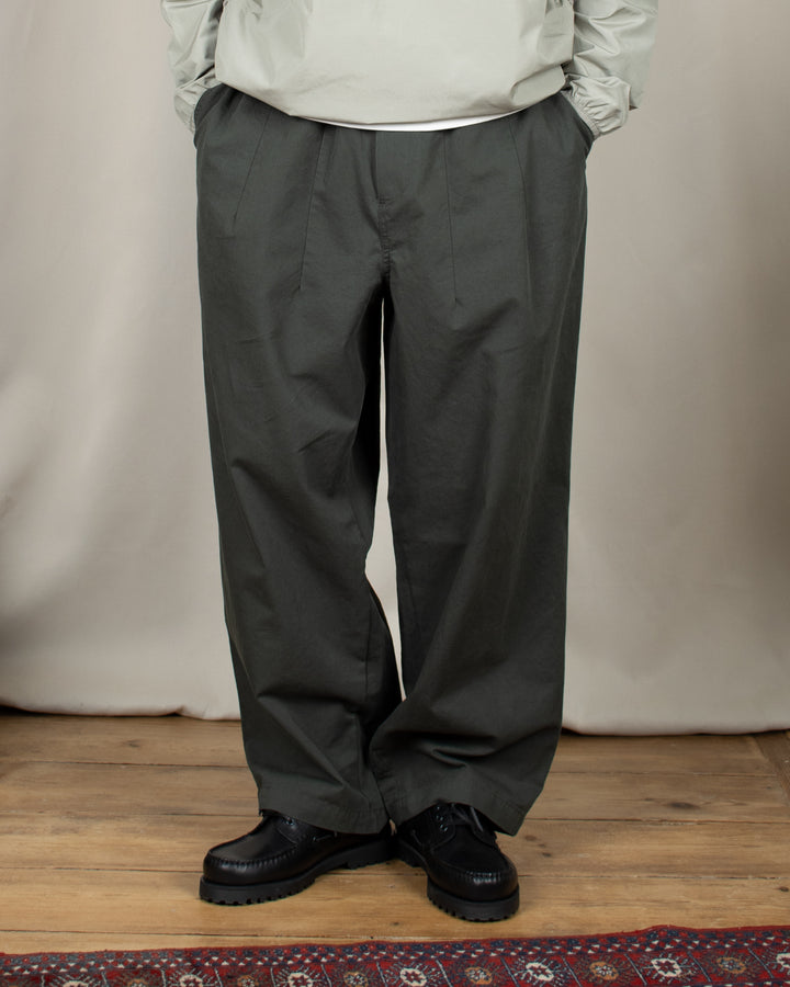 Pintuck Wide Chino Pants Dark Green