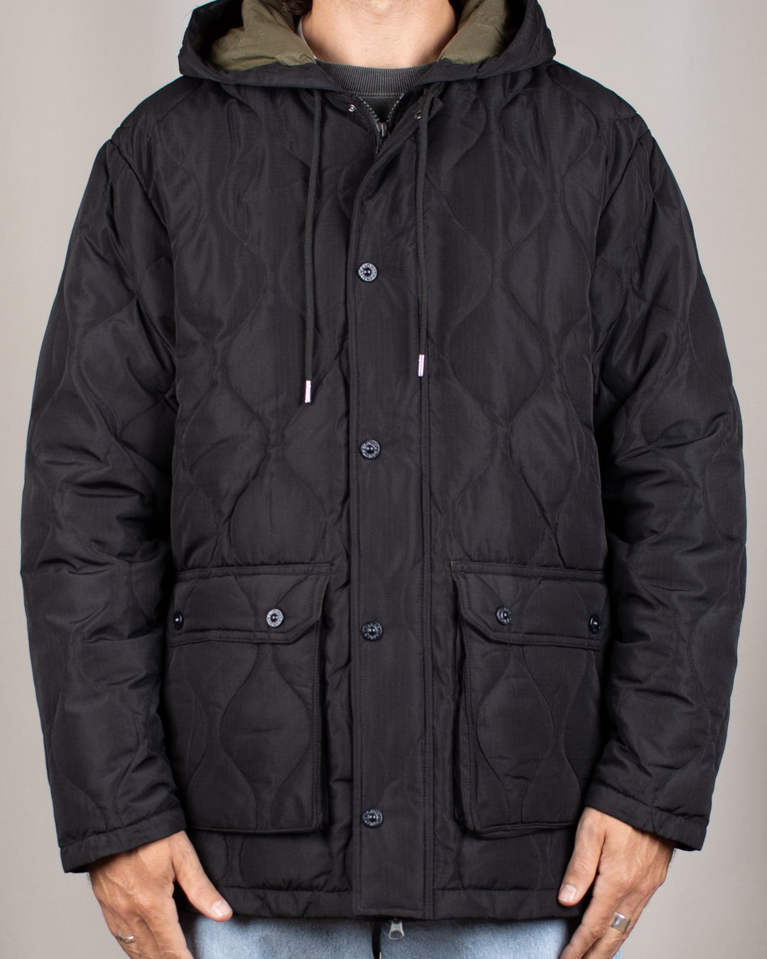Military Hooded Down Jacket Black