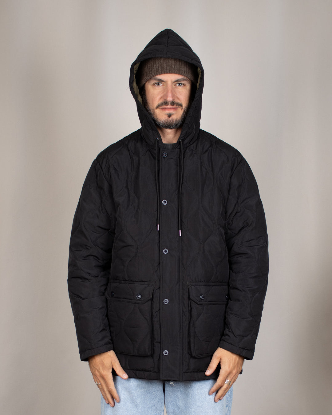 Military Hooded Down Jacket Black