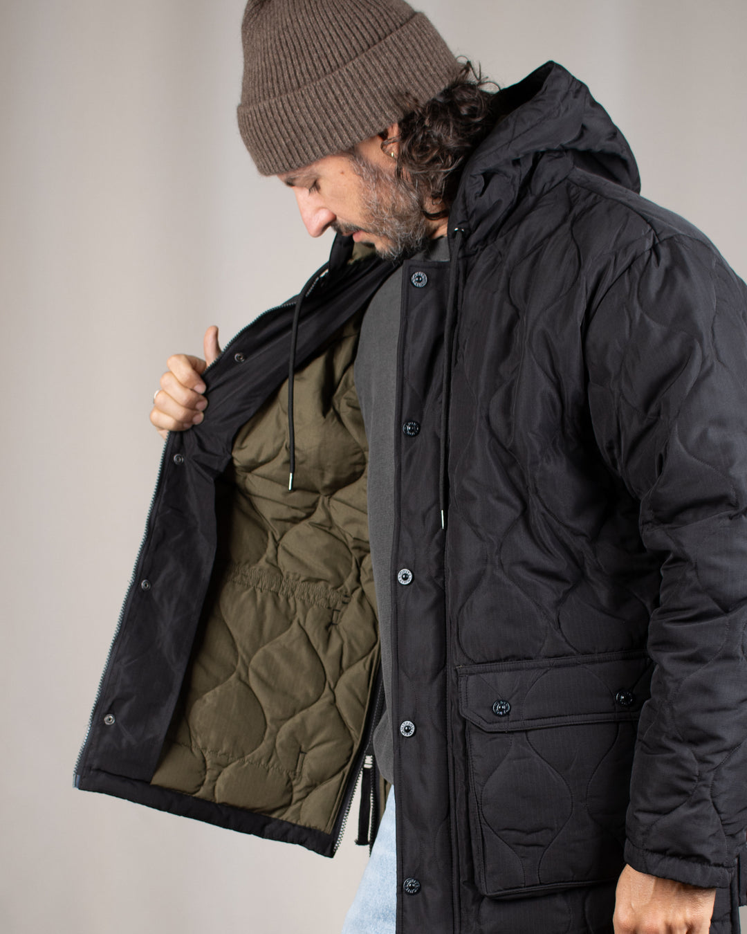 Military Hooded Down Jacket Black