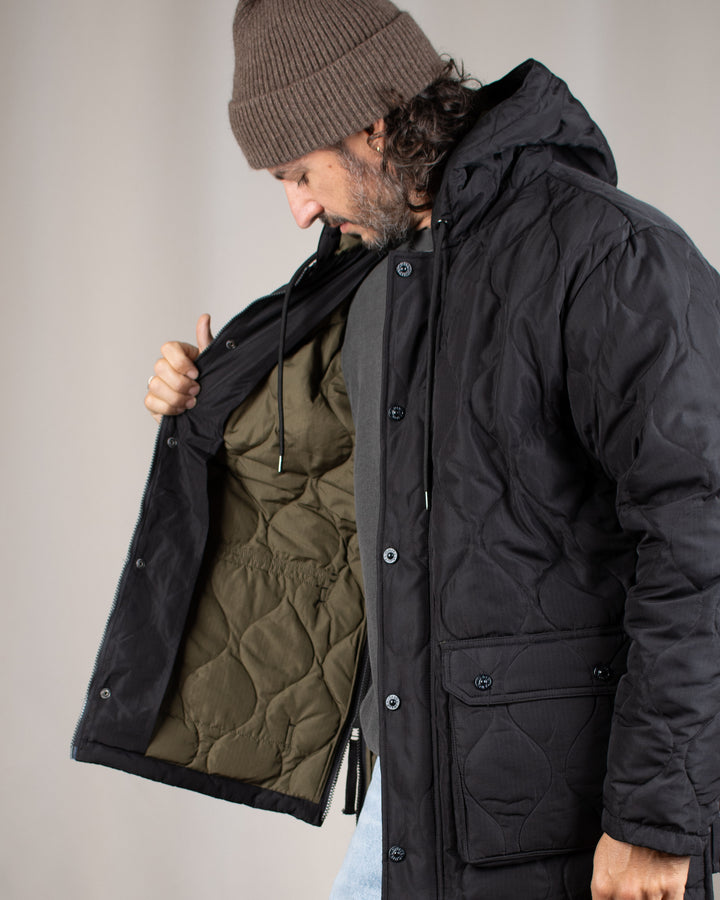 Military Hooded Down Jacket Black