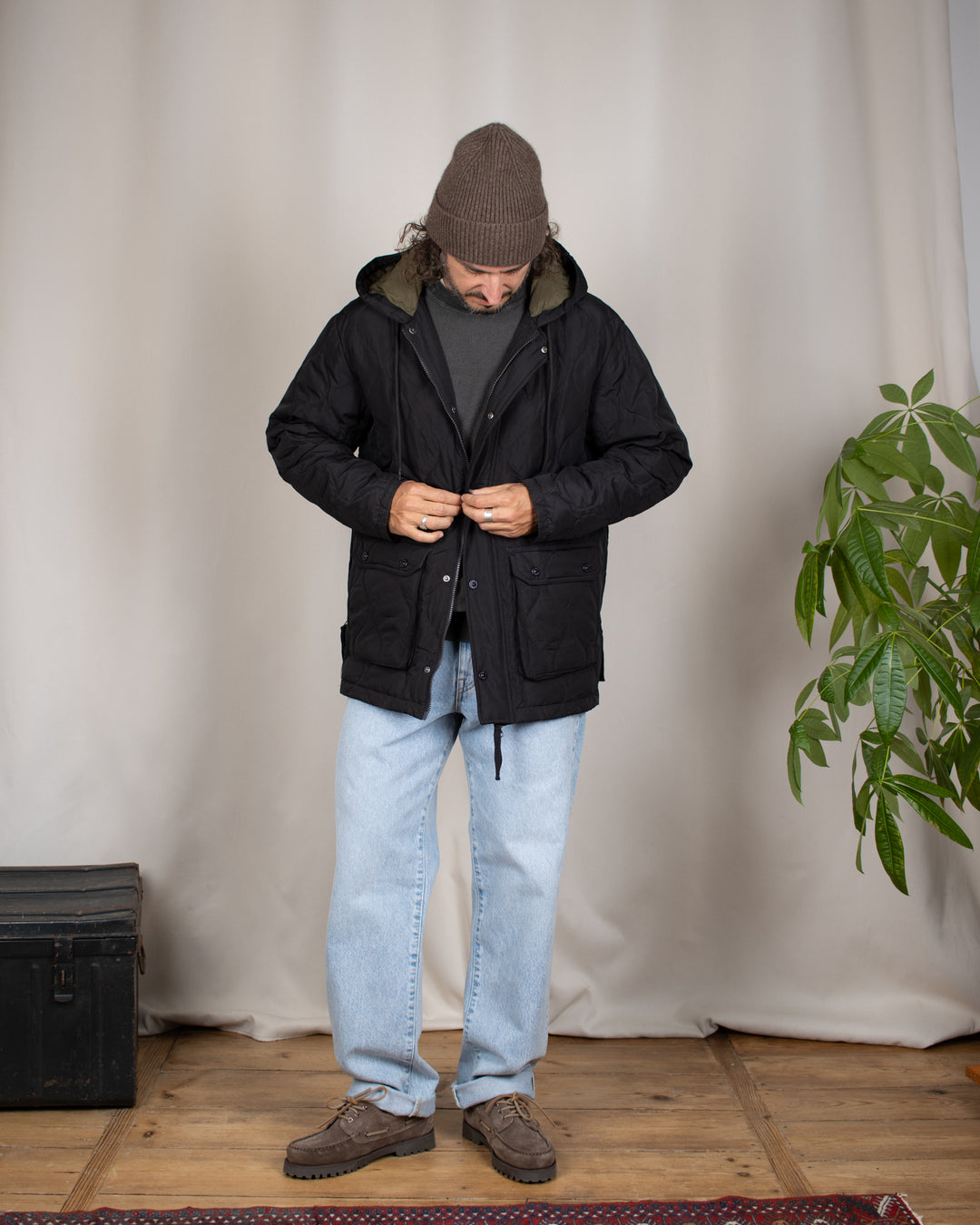 Military Hooded Down Jacket Black