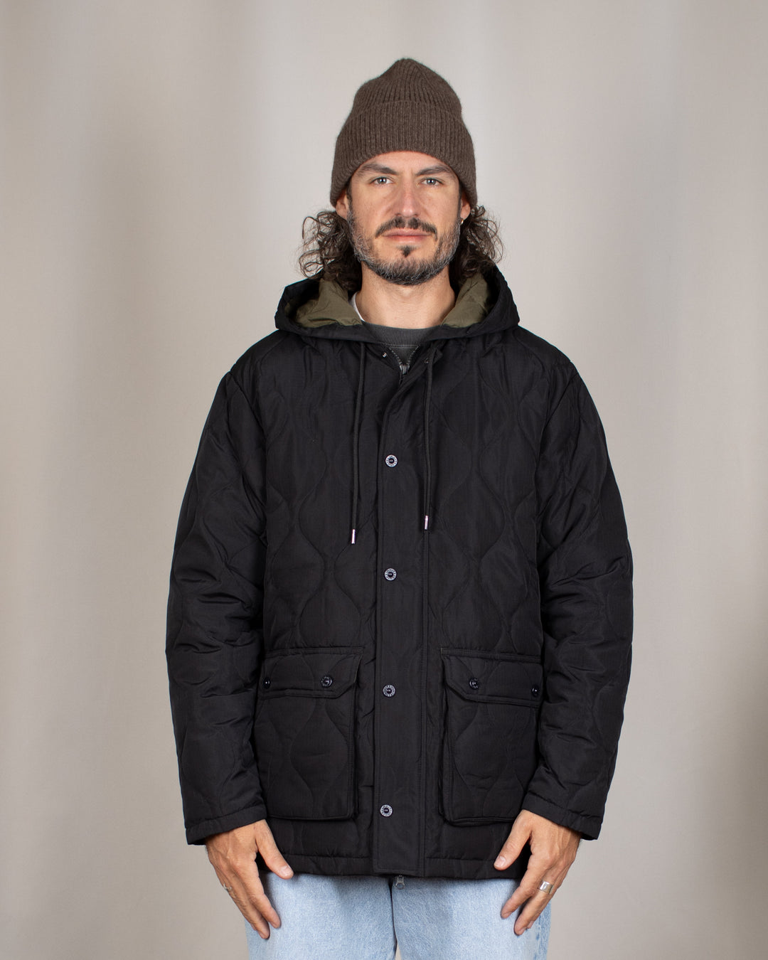 Military Hooded Down Jacket Black