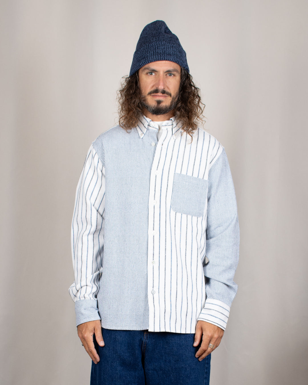 N°5 Classic Button Down Collar Shirt White/Blue