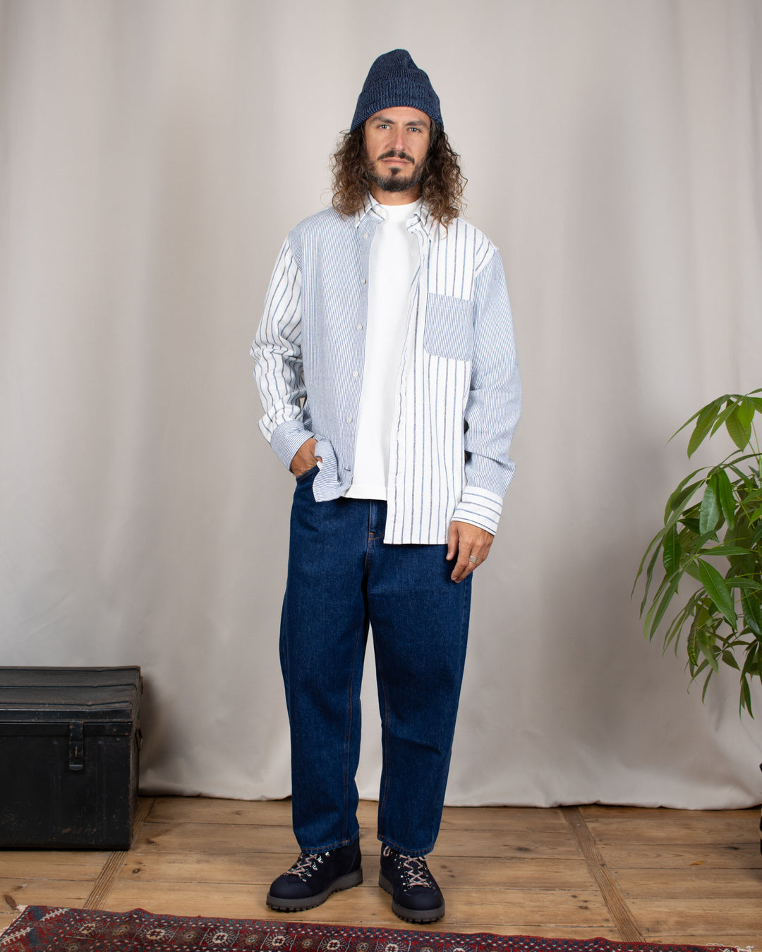 N°5 Classic Button Down Collar Shirt White/Blue