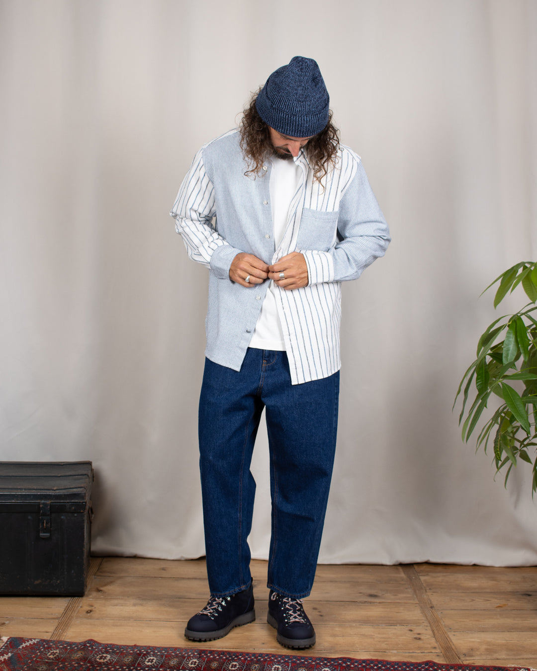 N°5 Classic Button Down Collar Shirt White/Blue