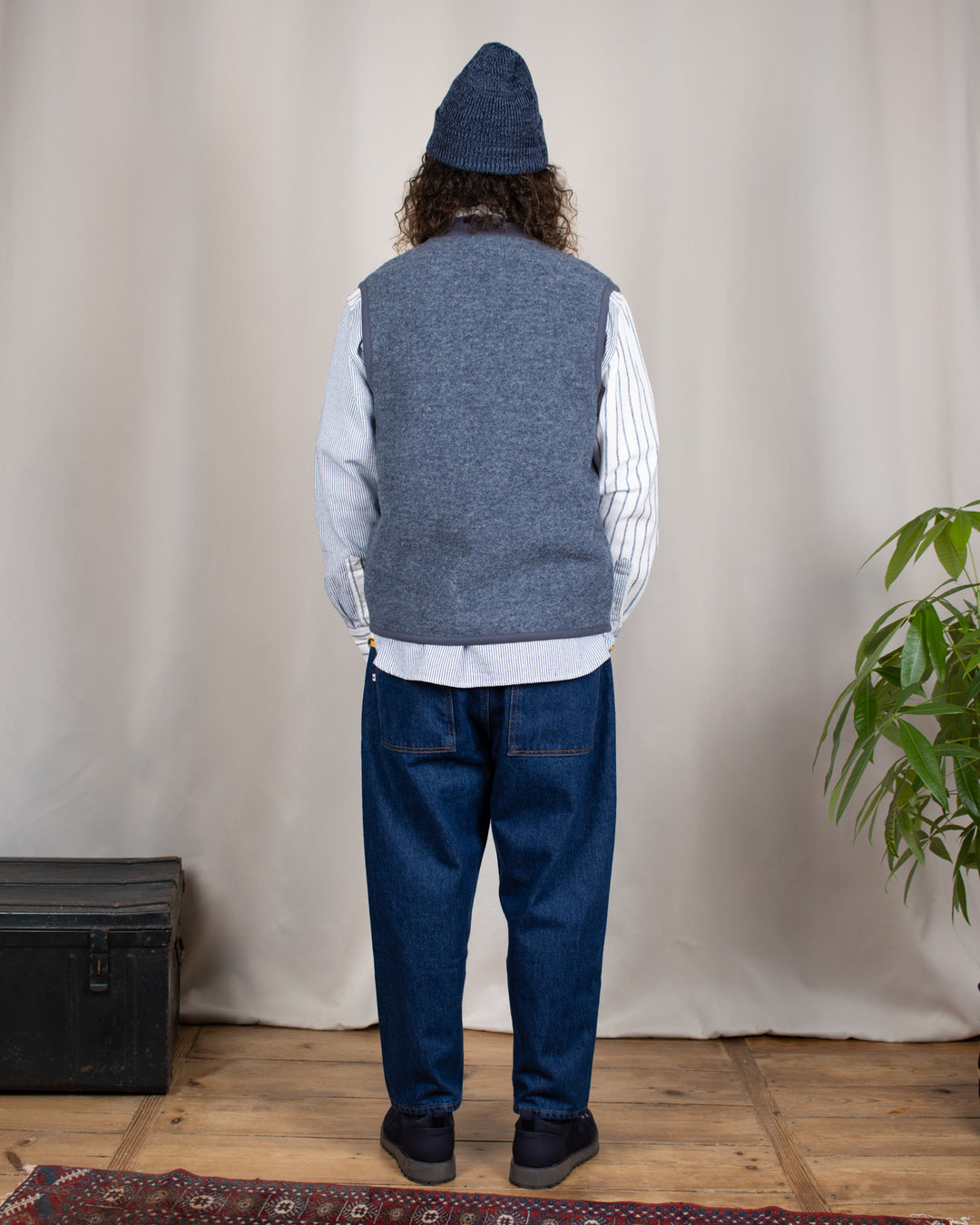 Zip Waistcoat Wool Fleece State Blue