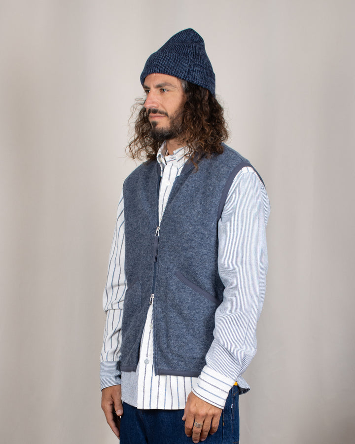 Zip Waistcoat Wool Fleece State Blue