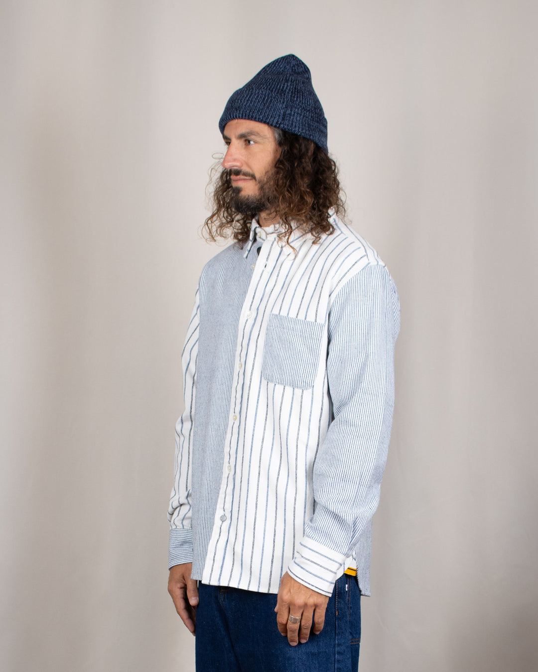 N°5 Classic Button Down Collar Shirt White/Blue