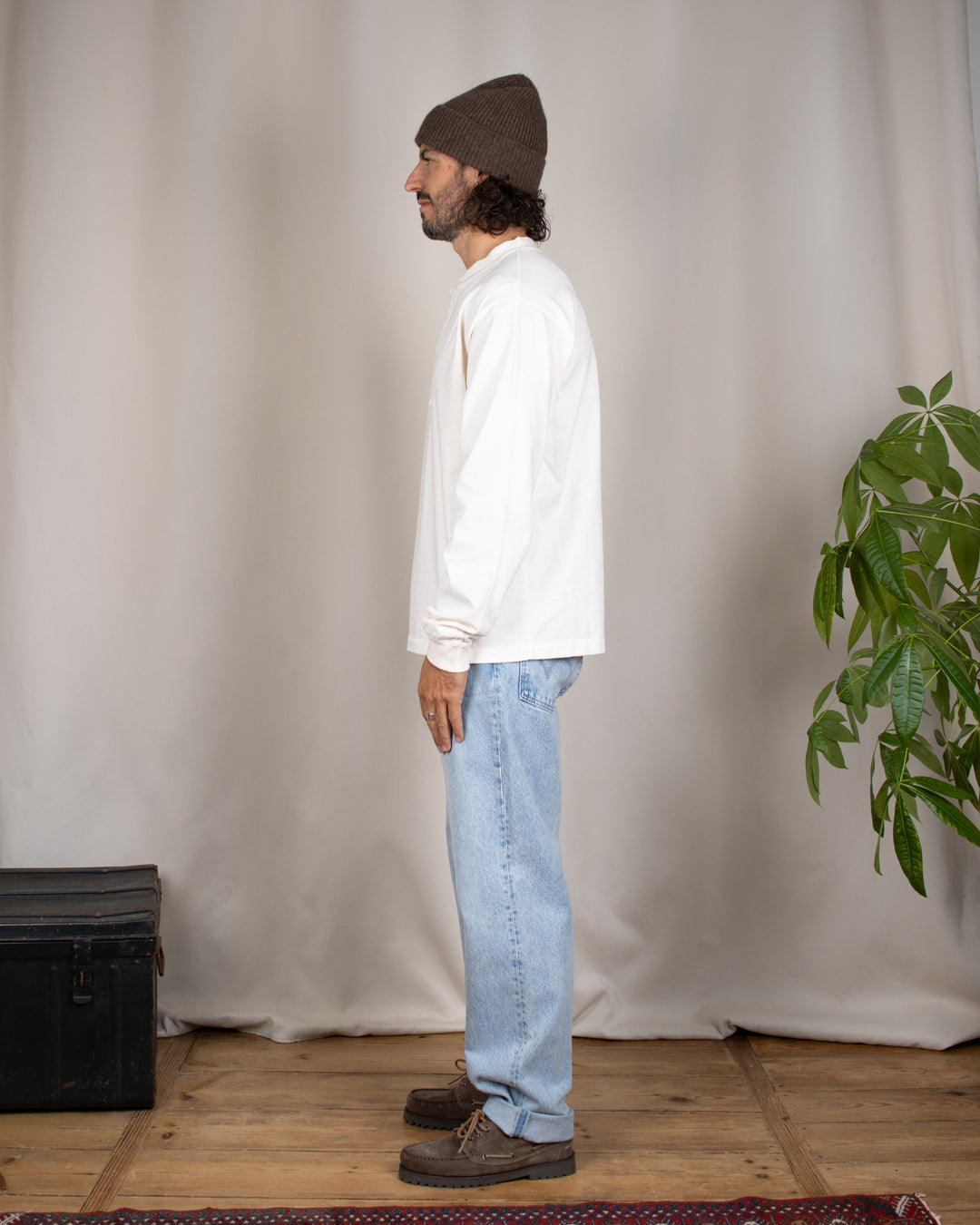 Long Sleeve Heavy Henley Tee P-Natural
