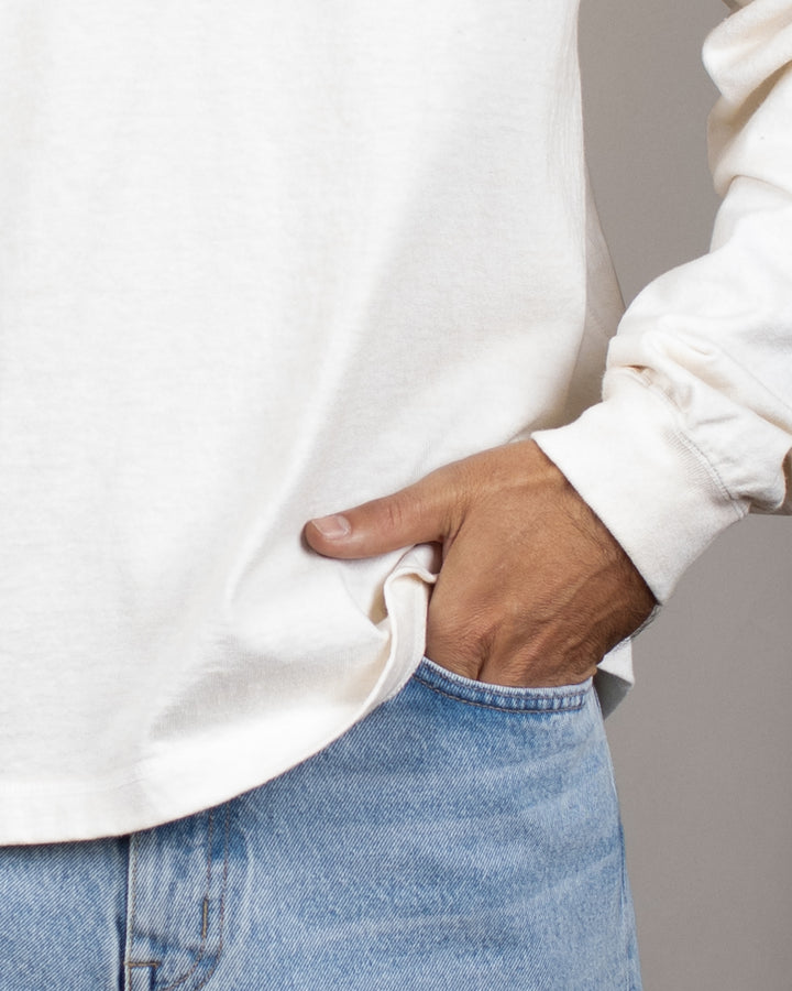 Long Sleeve Heavy Henley Tee P-Natural