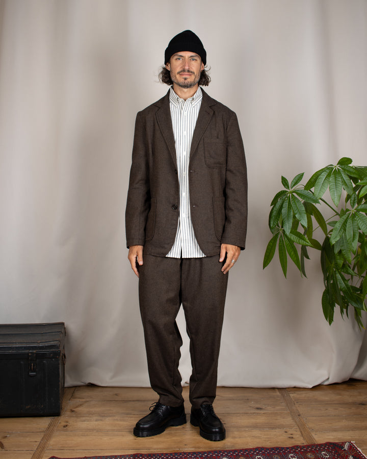 Two Button Jacket Recycled IT Tweed Brown
