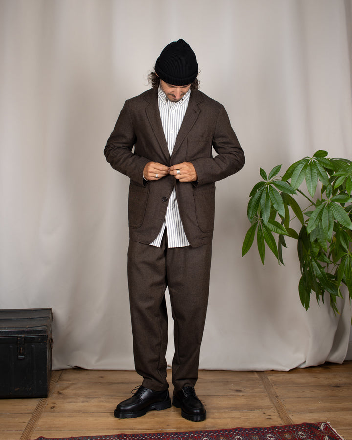 Two Button Jacket Recycled IT Tweed Brown