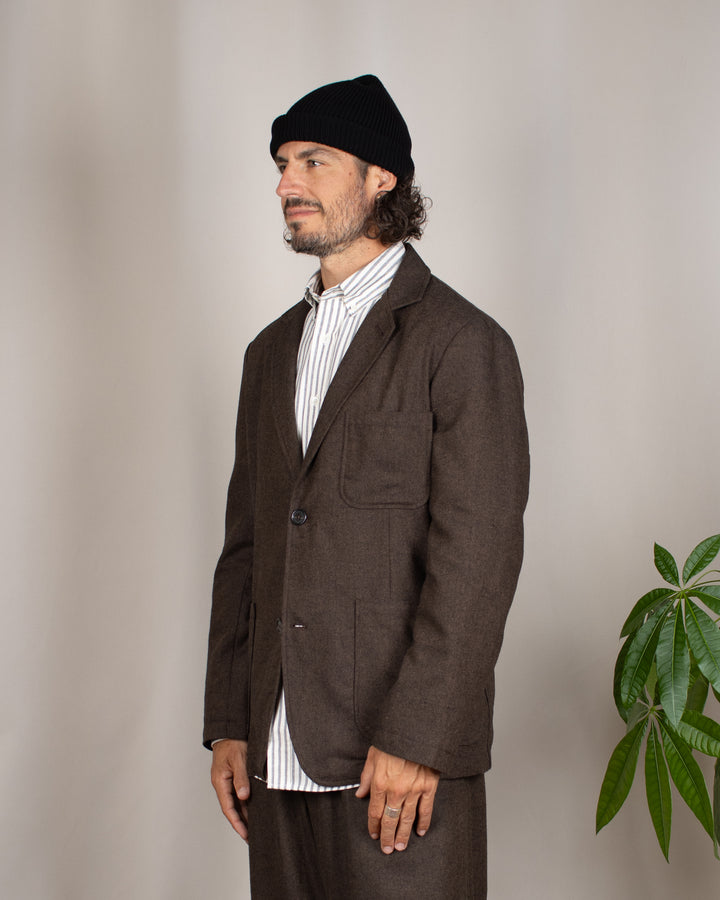 Two Button Jacket Recycled IT Tweed Brown