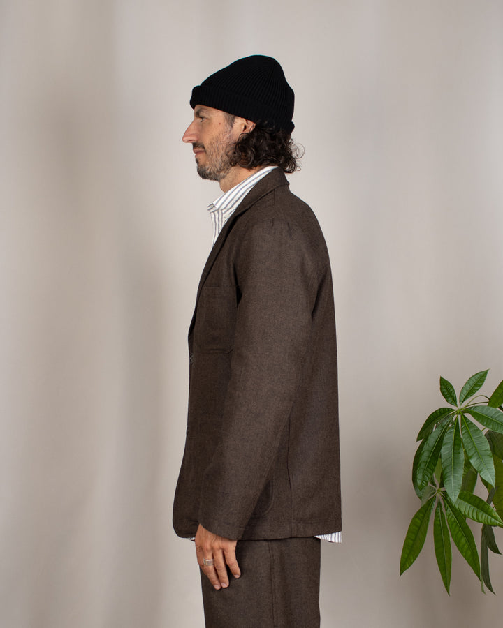 Two Button Jacket Recycled IT Tweed Brown