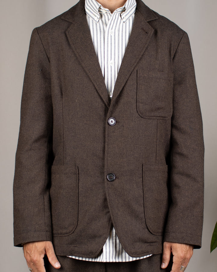 Two Button Jacket Recycled IT Tweed Brown