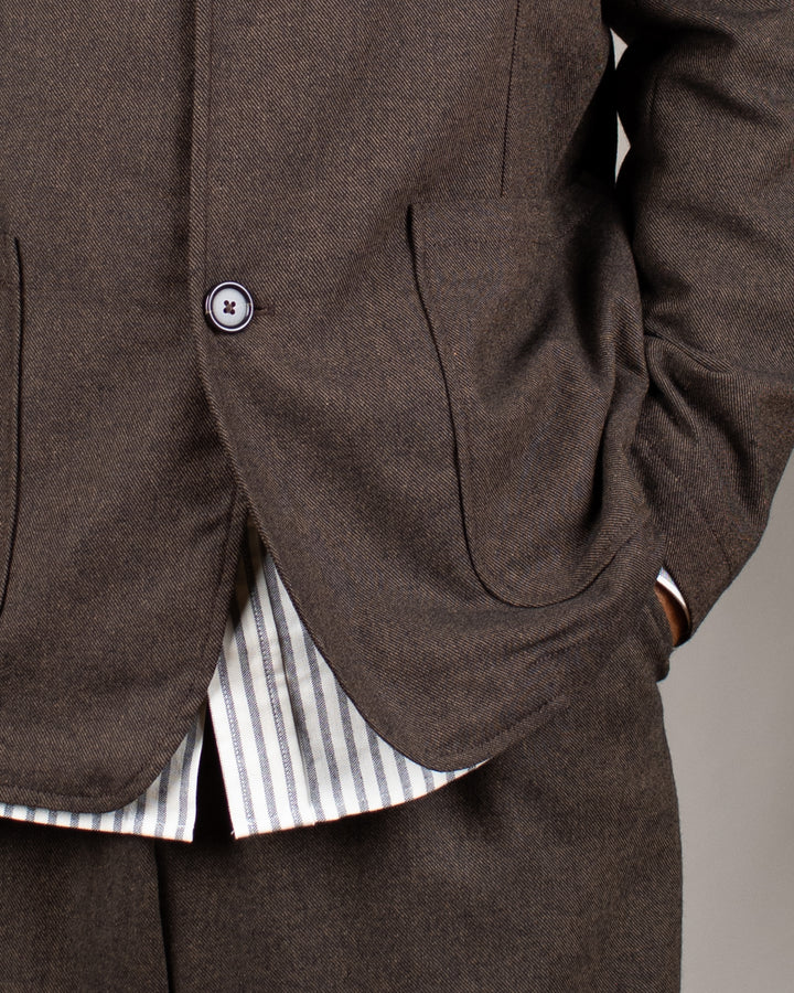 Two Button Jacket Recycled IT Tweed Brown
