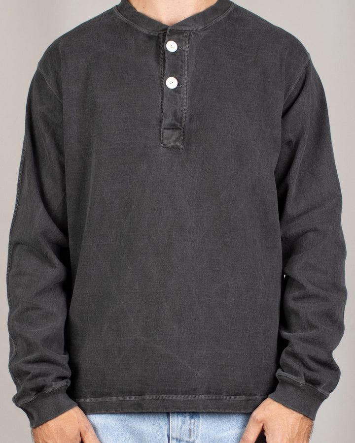 Long Sleeve Heavy Henley Tee P-Black