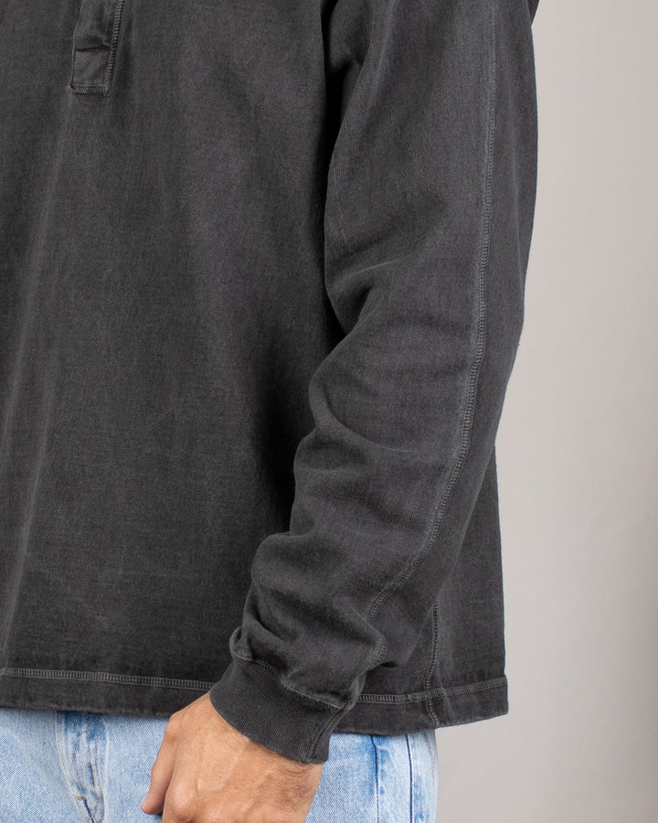 Long Sleeve Heavy Henley Tee P-Black