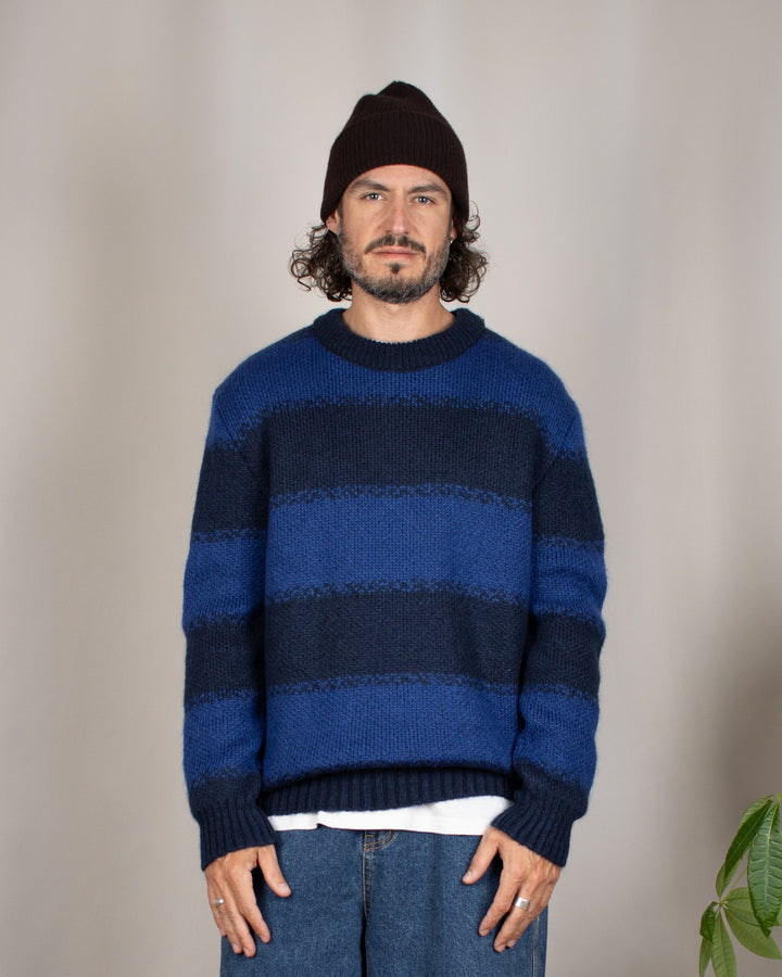 South Mohair Navy Stripes