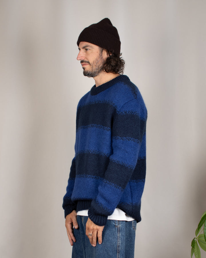 South Mohair Navy Stripes