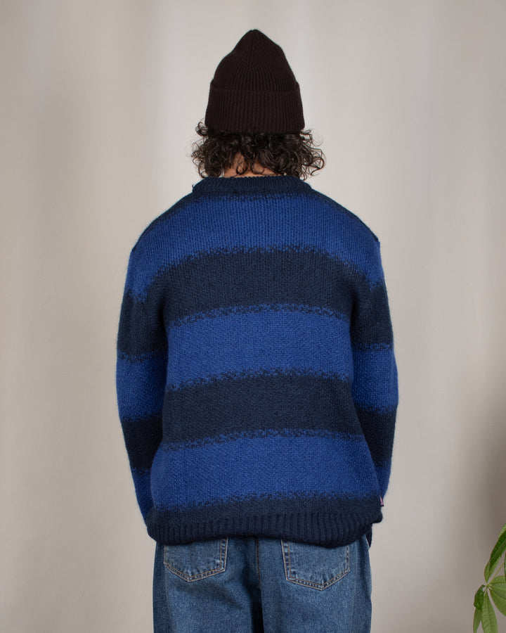 South Mohair Navy Stripes