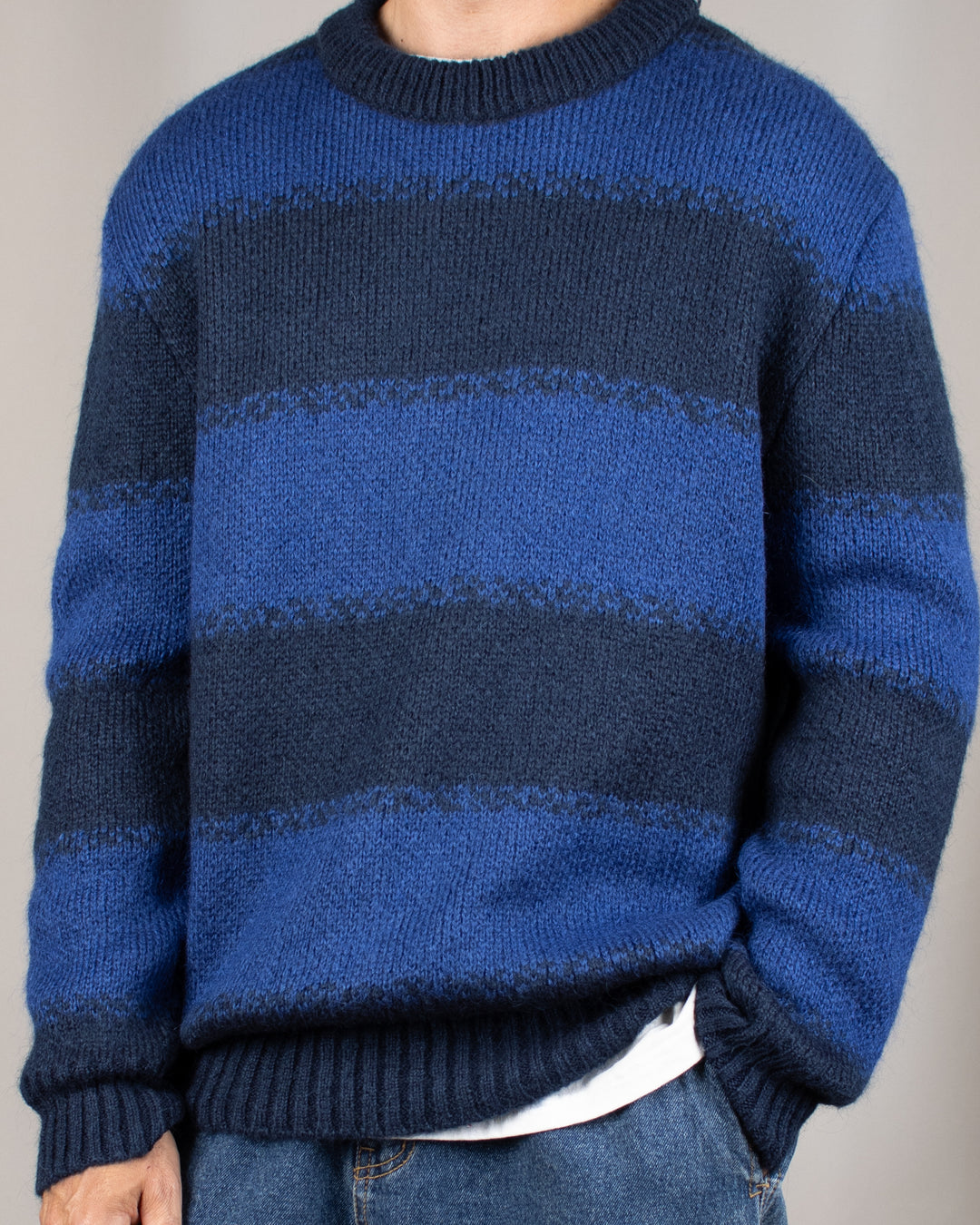 South Mohair Navy Stripes